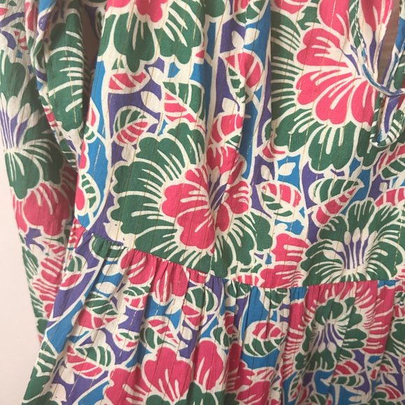 Rixo Roxy Hibiscus Floral Tie Front Tiered Mini Dress - Picture 4 of 9